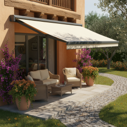 Store coffre carré, le C220 | Lambrequin enroulable en option