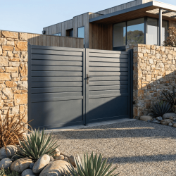 Kit portail double battant | Panneaux mixte, esthétique contemporaine