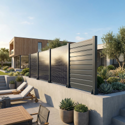 Clôture mixte | Panneau solaire / lames