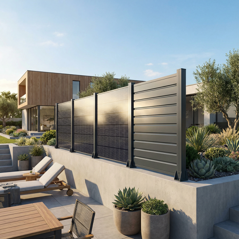 Clôture mixte | Panneau solaire / lames