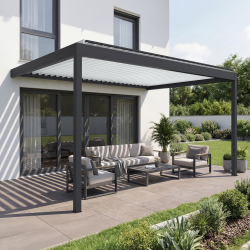 Lames perpendiculaires à la façade | Pergola bioclimatique H2