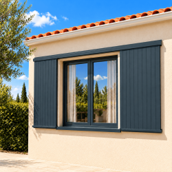 Volet coulissant aluminium tablier plein 2 vantaux fenêtre