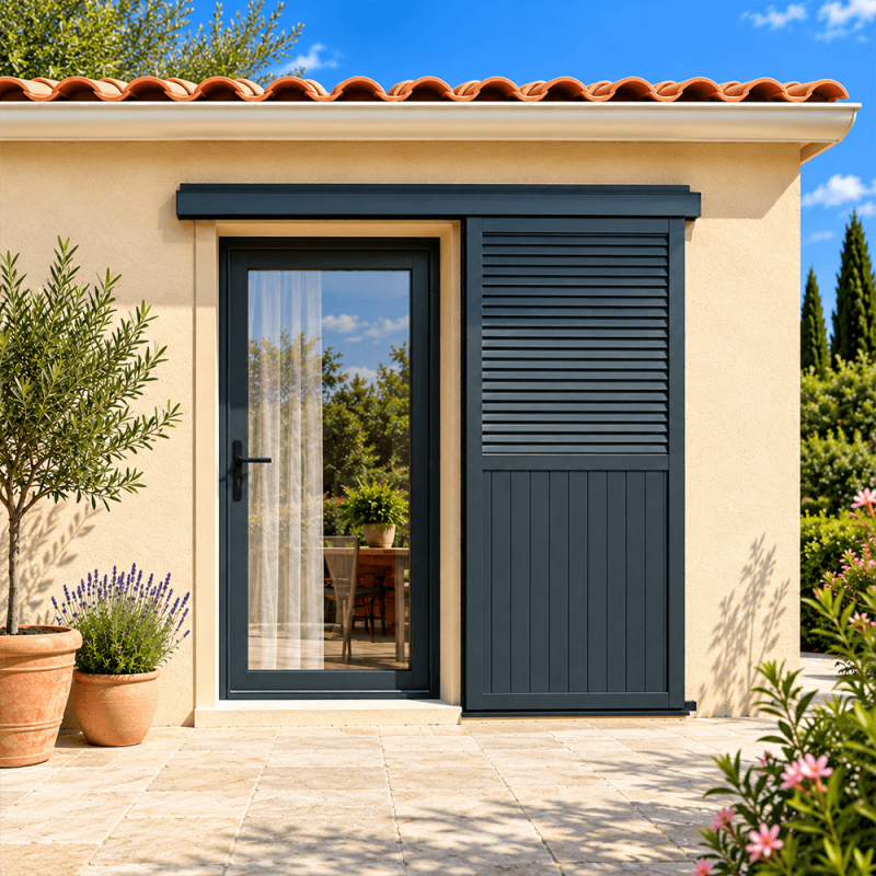 Volet coulissant aluminium mixte 1 vantail porte fenêtre