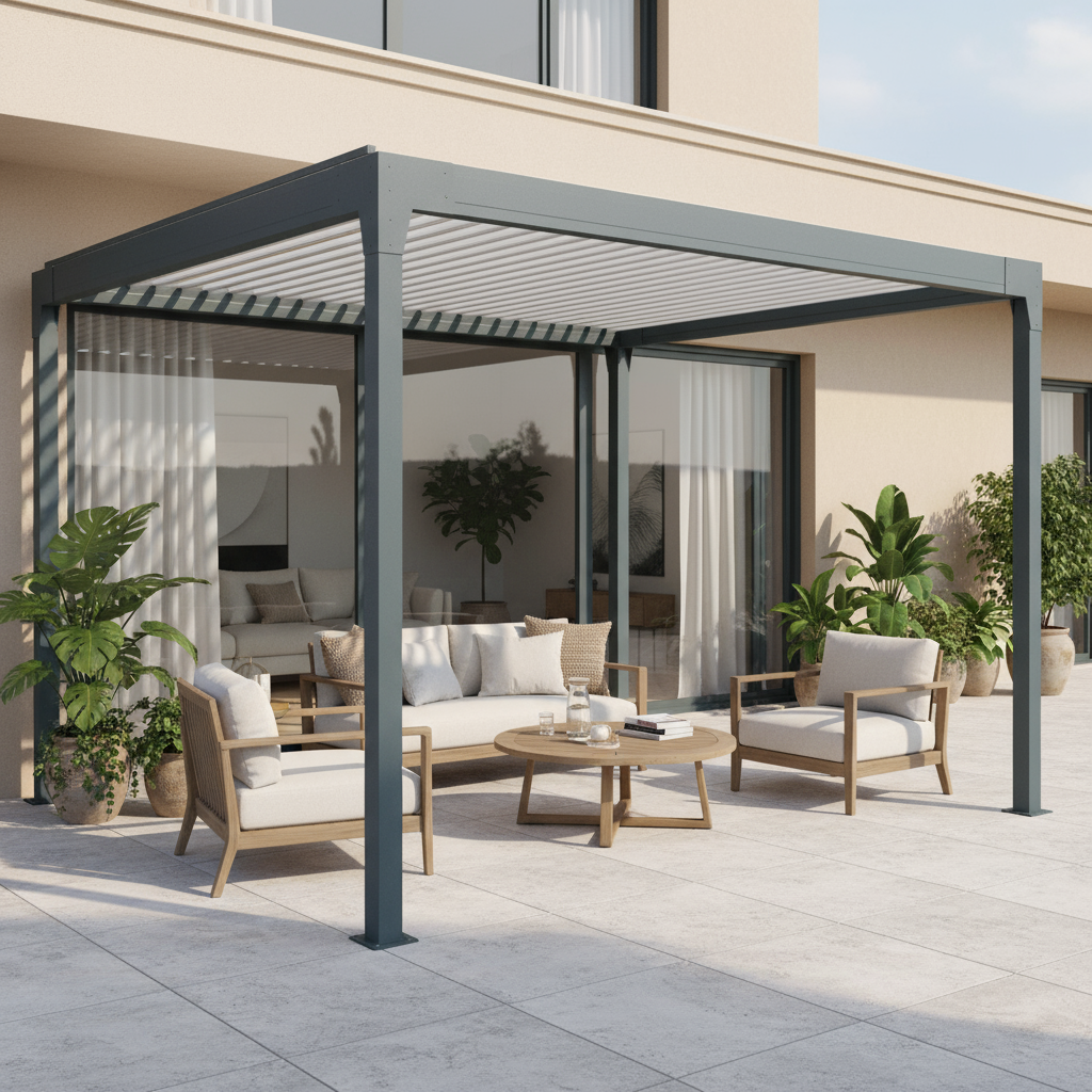 Pergola bioclimatique adossée
