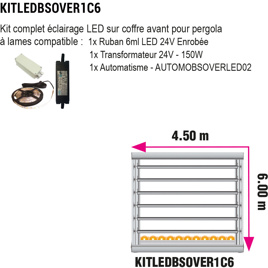 Kit éclairage LED 6m - 1 Côté (KITLEDBSOVER1C6)